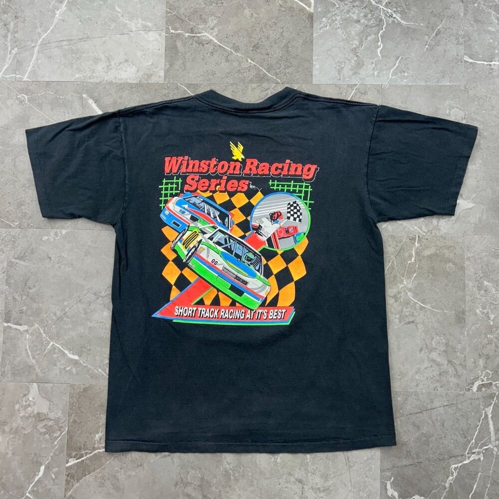 90s Vintage Winston Racing Graphic Tee Mens XL Short Track Series‎ Jennerstown